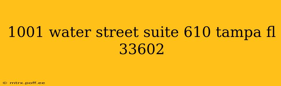 1001 water street suite 610 tampa fl 33602
