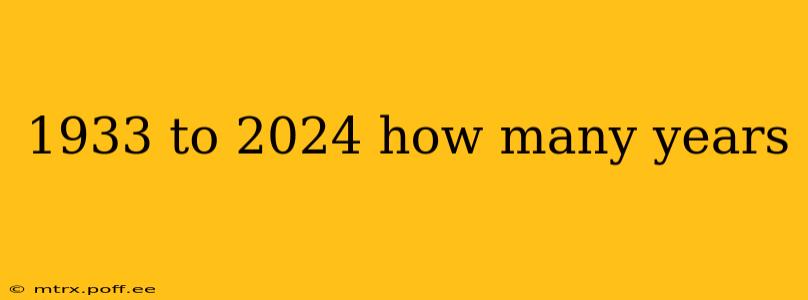 1933 to 2024 how many years