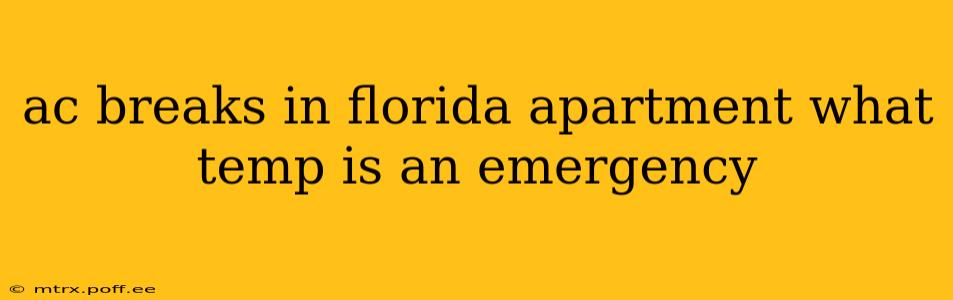 ac breaks in florida apartment what temp is an emergency