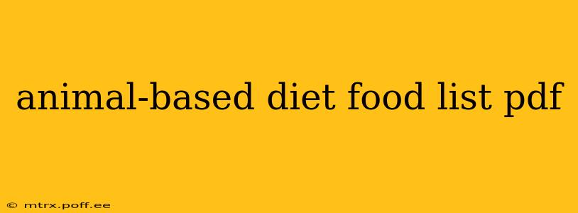 animal-based diet food list pdf