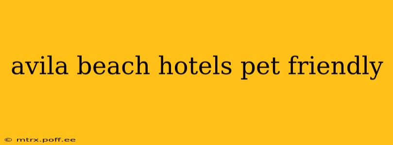 avila beach hotels pet friendly