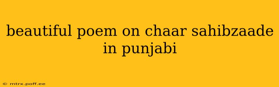 beautiful poem on chaar sahibzaade in punjabi