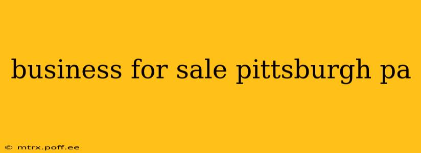 business for sale pittsburgh pa