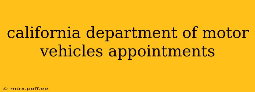 california department of motor vehicles appointments