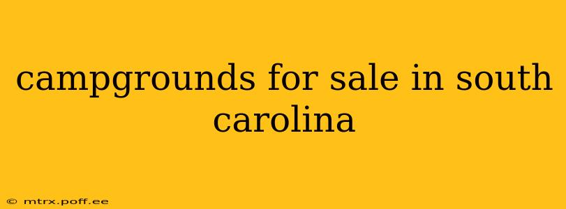 campgrounds for sale in south carolina