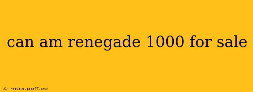 can am renegade 1000 for sale