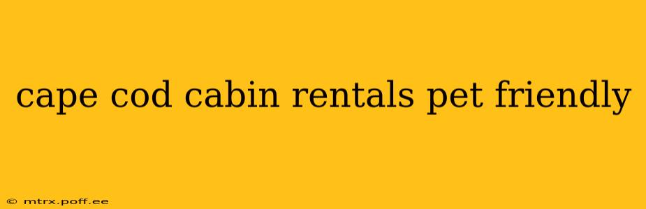 cape cod cabin rentals pet friendly