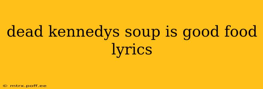 dead kennedys soup is good food lyrics