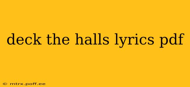 deck the halls lyrics pdf