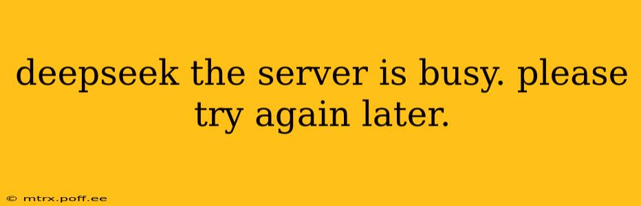 deepseek the server is busy. please try again later.