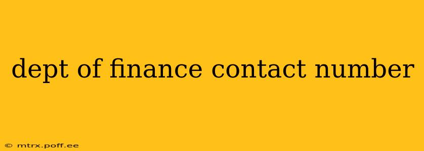 dept of finance contact number
