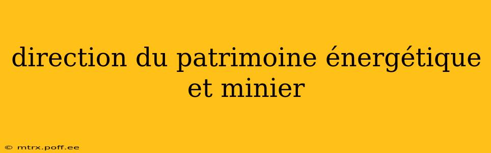 direction du patrimoine énergétique et minier