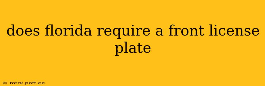 does florida require a front license plate