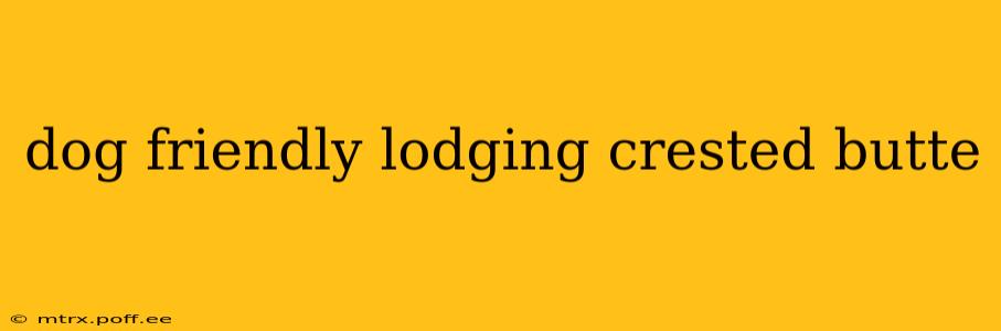 dog friendly lodging crested butte