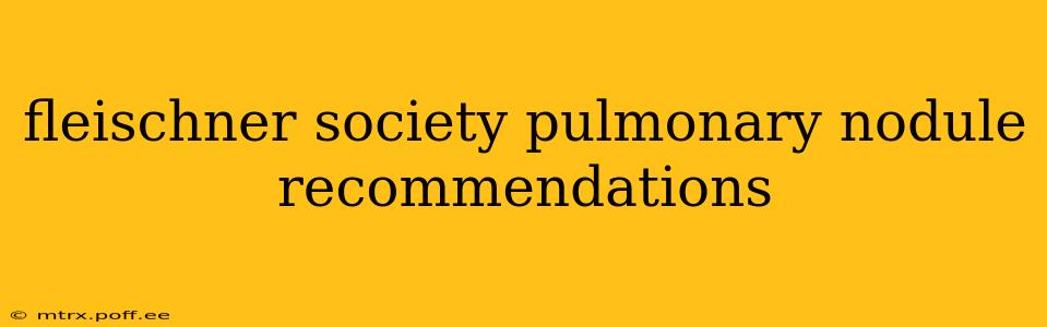 fleischner society pulmonary nodule recommendations
