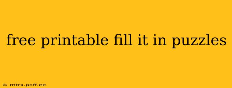 free printable fill it in puzzles