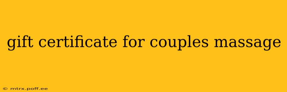 gift certificate for couples massage