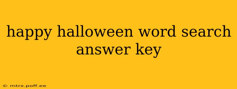 happy halloween word search answer key