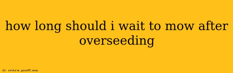 how long should i wait to mow after overseeding