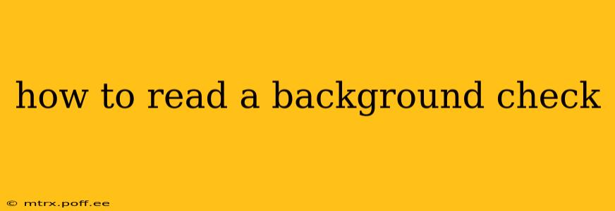 how to read a background check