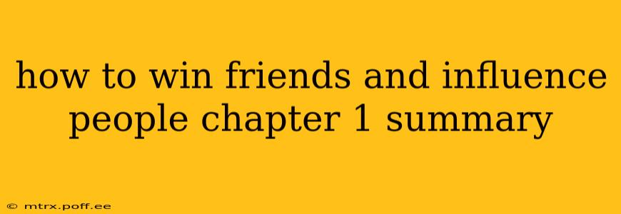 how to win friends and influence people chapter 1 summary