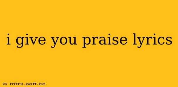 i give you praise lyrics