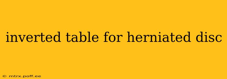 inverted table for herniated disc