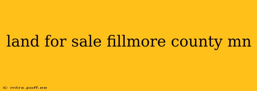land for sale fillmore county mn