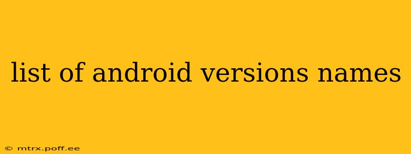 list of android versions names