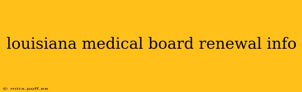 louisiana medical board renewal info