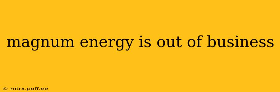 magnum energy is out of business
