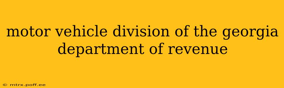 motor vehicle division of the georgia department of revenue