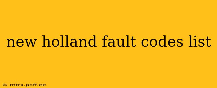new holland fault codes list