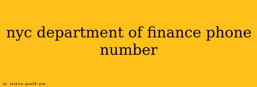 nyc department of finance phone number