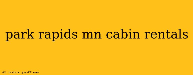 park rapids mn cabin rentals
