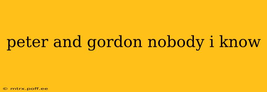 peter and gordon nobody i know