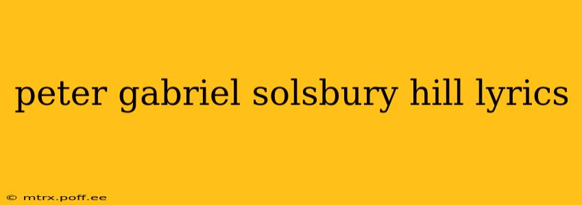 peter gabriel solsbury hill lyrics