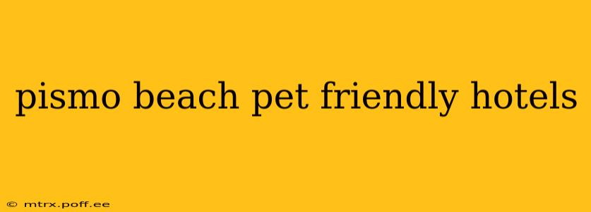 pismo beach pet friendly hotels