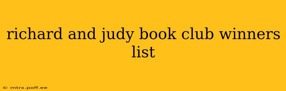 richard and judy book club winners list