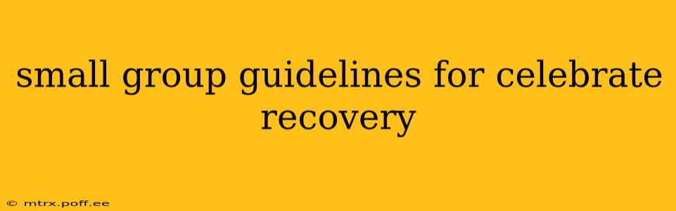 small group guidelines for celebrate recovery