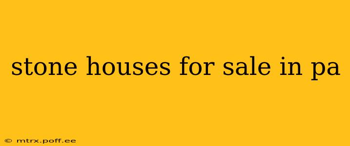 stone houses for sale in pa