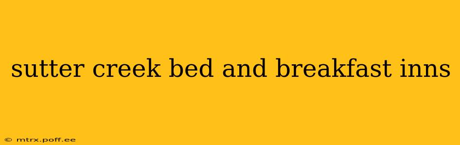 sutter creek bed and breakfast inns