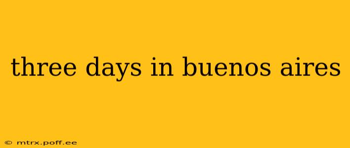 three days in buenos aires