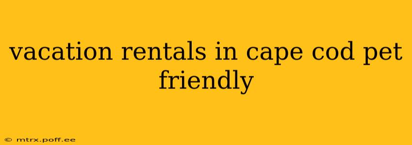 vacation rentals in cape cod pet friendly