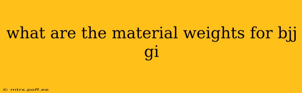 what are the material weights for bjj gi