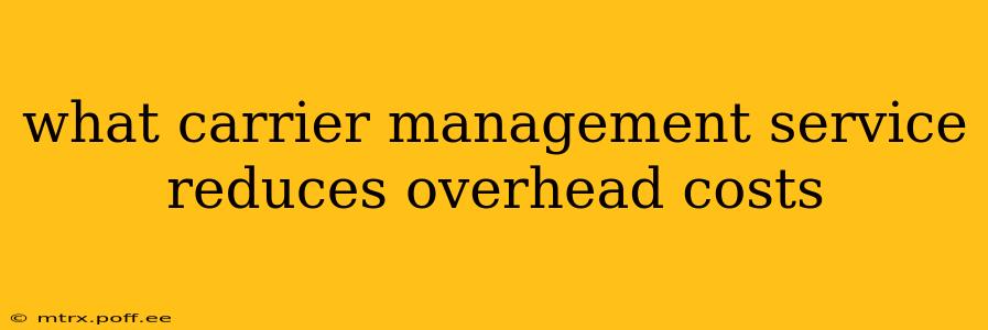 what carrier management service reduces overhead costs