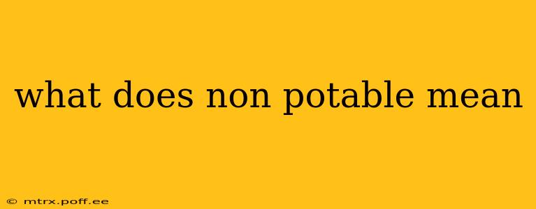what does non potable mean
