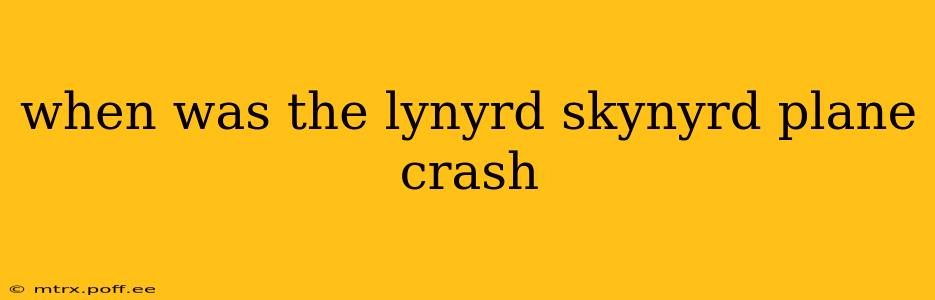 when was the lynyrd skynyrd plane crash